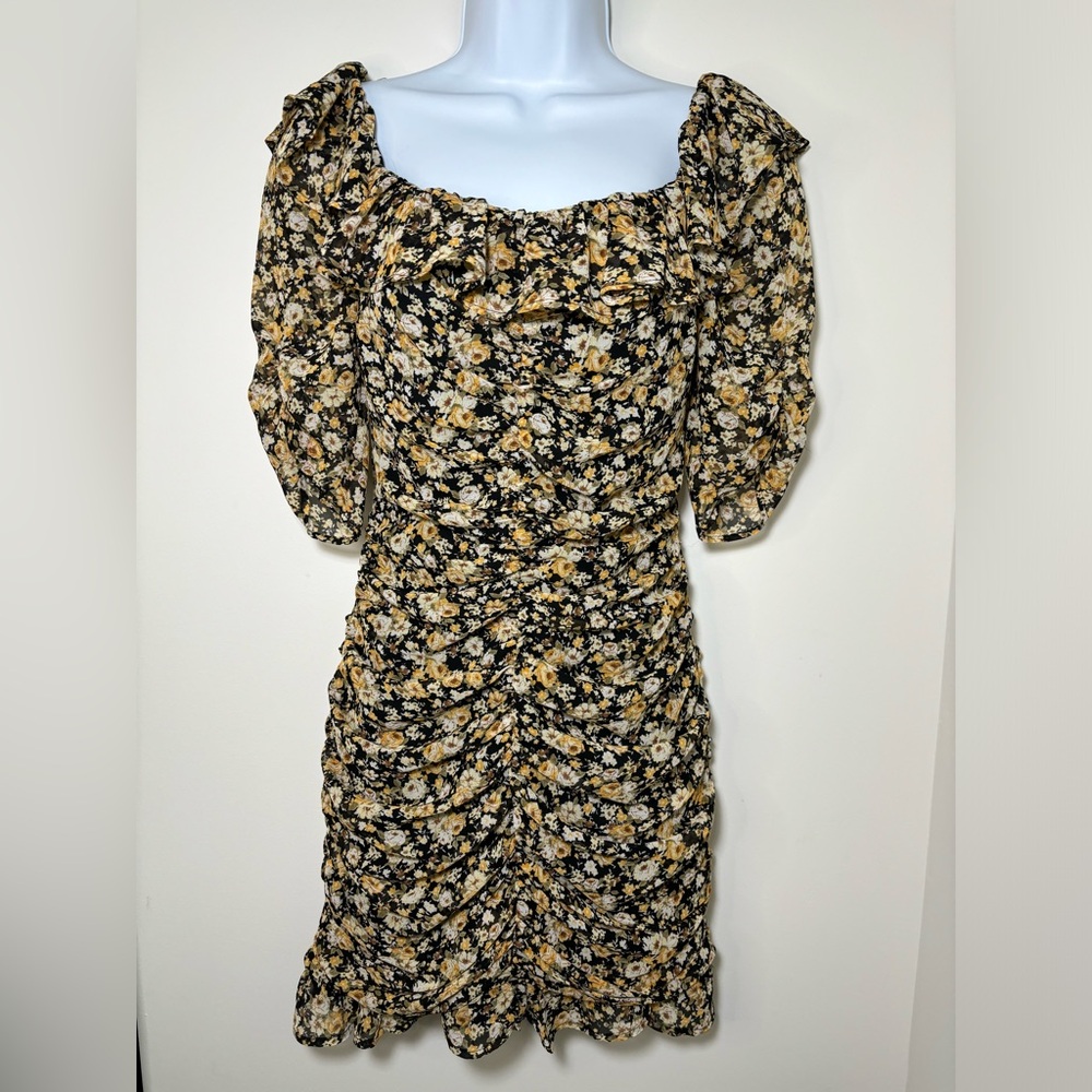 Astr The Label Ruffle Neck Ruched Mini Dress, Size XS - Picture 6 of 8